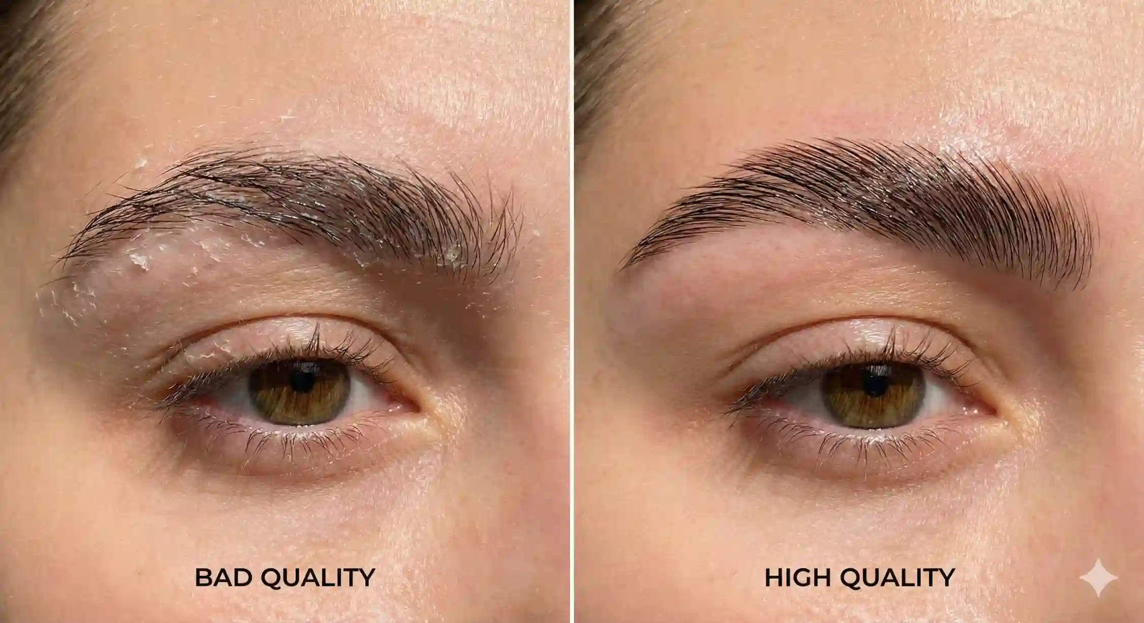 مقایسه ژل ابروی بی کیفیت که سفیدک زده با بهترین ژل ابرو بدون سفیدک و شفاف.