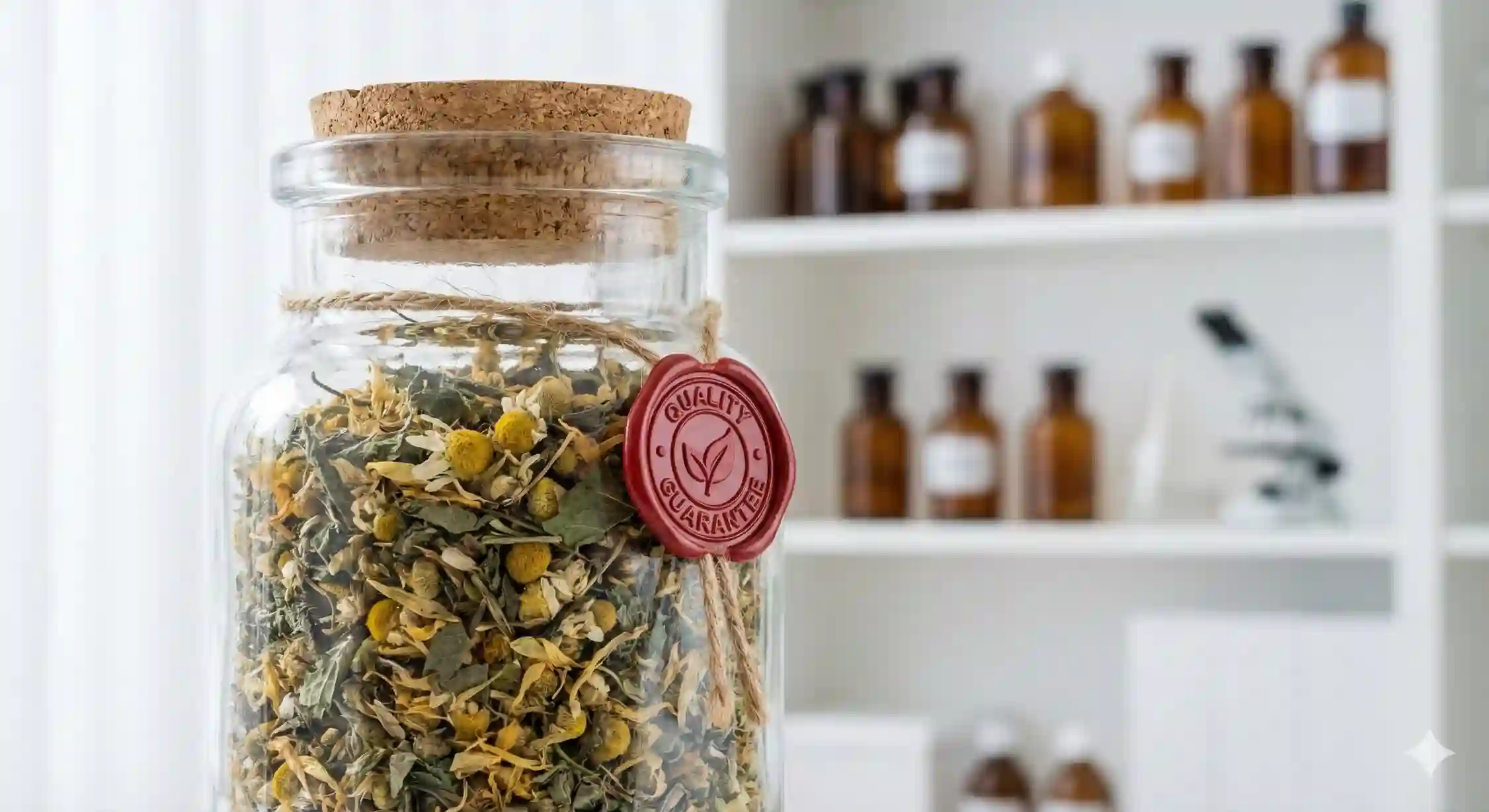 نمای نزدیک از گیاهان دارویی باکیفیت و بسته بندی بهداشتی در سایت طب گیاه.