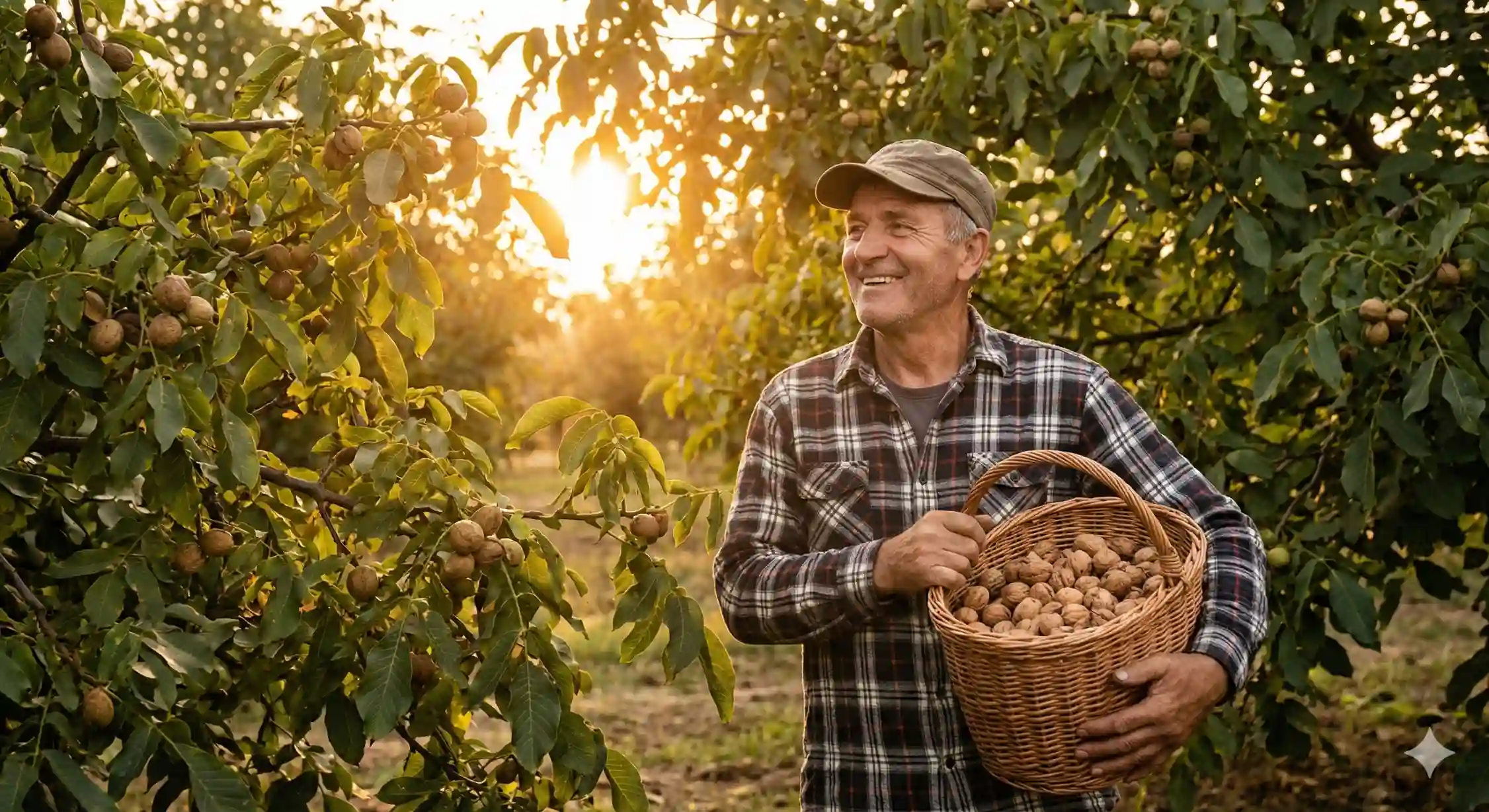 برداشت محصول فراوان از باغ گردو تجاری و سودآور.